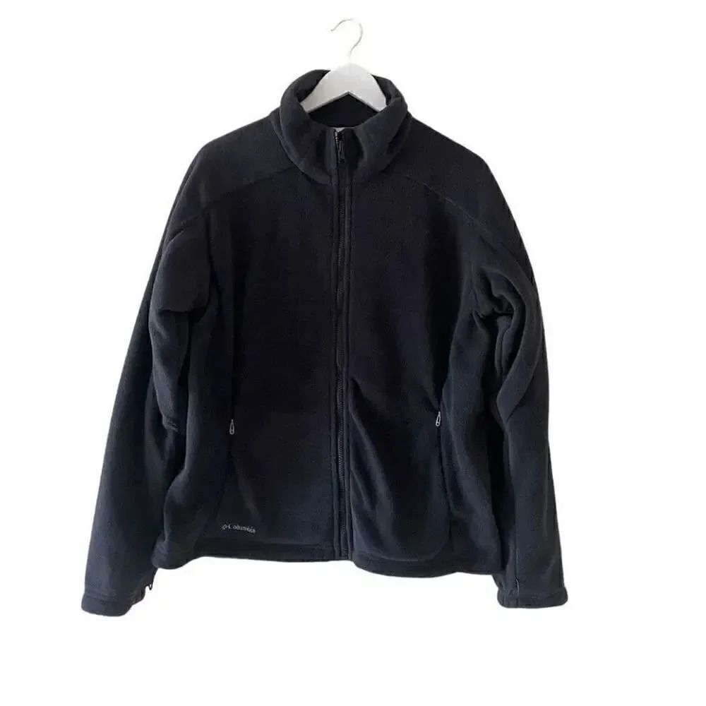 Columbia black long sleeve full zip fleece soft cozy minimalist boho womens Jac